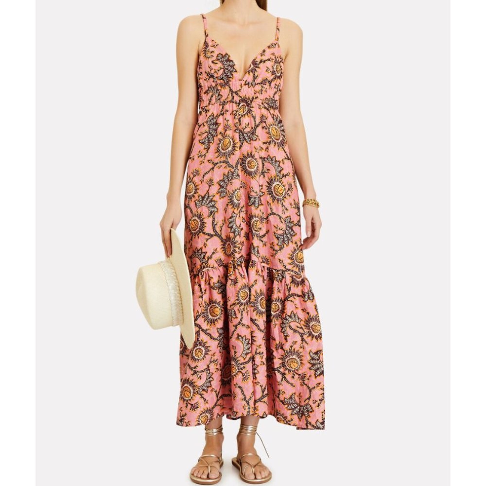 A.L.C. Rhodes Floral Linen Midi Dress